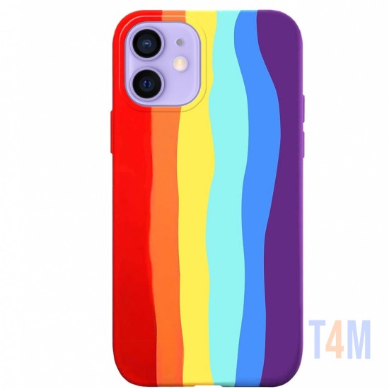 CAPA DE SILICONE ARCO-ÍRIS PARA  APPLE IPHONE 12 MINI